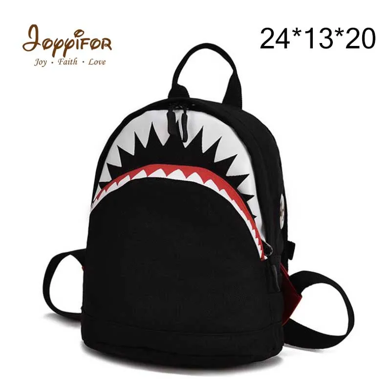 Joyifor Новые 2 размера Акула школьные сумки детские Mochilas студенческий рюкзак для детского сада Мальчики Девочки Дети Холст Дорожная сумка - Цвет: Черный