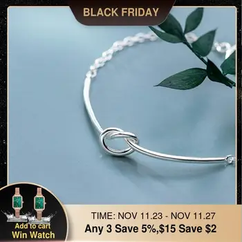 

Punk Knot Bracelets 100% Real 925 Silver Jewelry Adjustable Bangle Boho Vintage Minimalism Indian Jewelry Bangles for Women