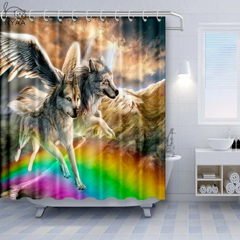 

NYAA Wolf Thickened Shower Curtain rideaux Waterproof Bathroom Curtains Starry Sky shower Curtains Fabric Nordic With 12 Hooks