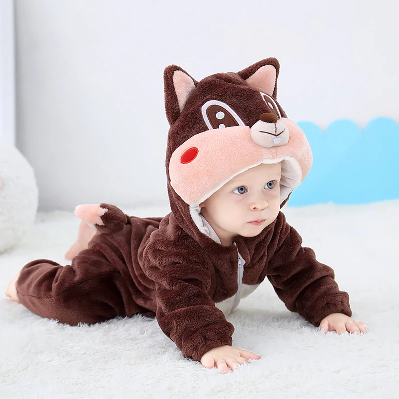 Одежда для малышей; Одежда для мальчиков и девочек; фланелевые комбинезоны для новорожденных; Милая зимняя одежда для новорожденных; костюмы на Хэллоуин - Цвет: Squirrel