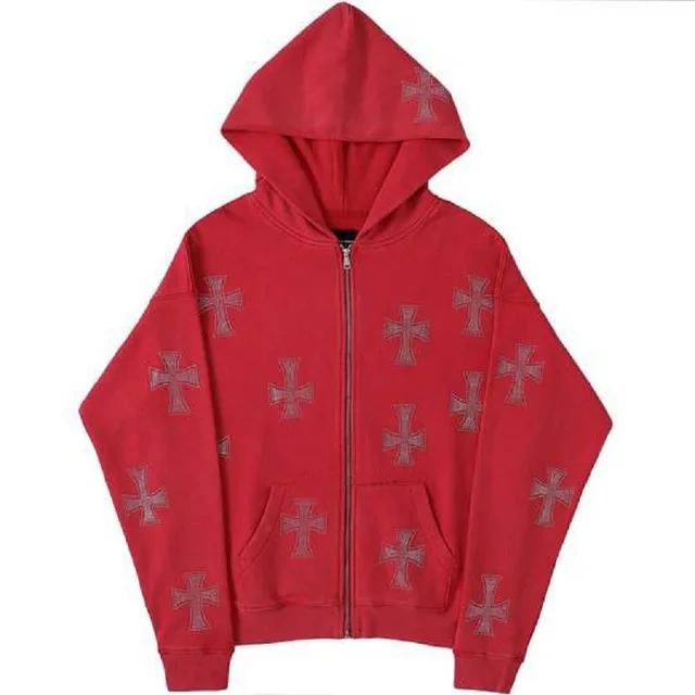 thumbnail image 1 of Sudadera con capucha deportiva para hombre y mujer, sudadera con diamantes de imitación cruzados, abrigo de primavera y otoño, sudaderas con capucha de ocio, sudaderas con capucha de gran tamaño con c, 1 of 5