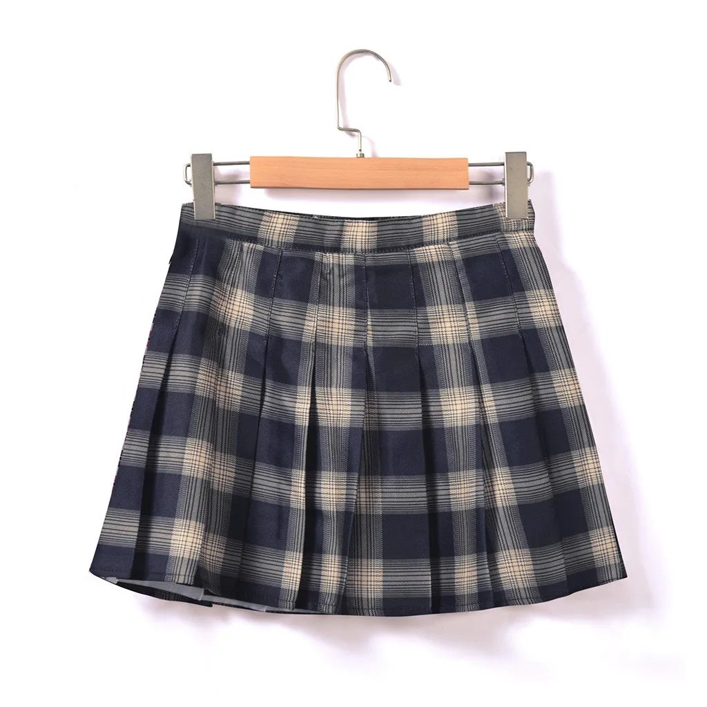 Элегантная стильная плиссированная мини-юбка в клетку с высокой талией и пуговицами на молнии для девушек, студенток L1118