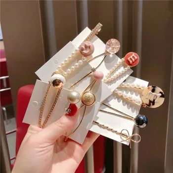 

3Pcs/Set Temperament Hairpin Smiley Face Hairwear Headdress Diamond Hairgrip Pearl Hairclip Pins Barrette Styling Accessories