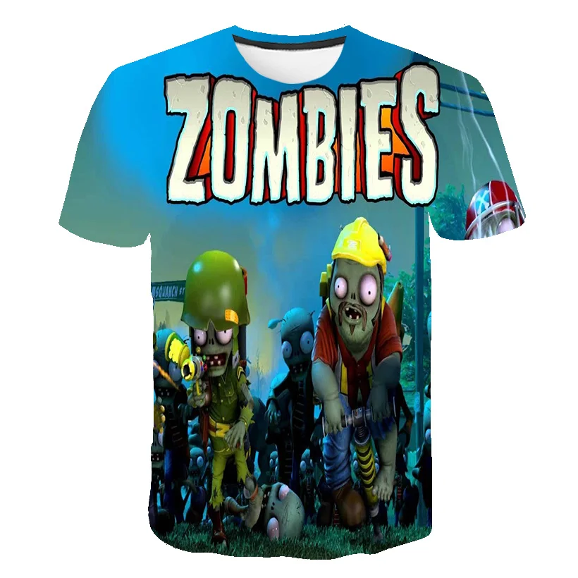 Детская футболка с 3D растениями против зомби Детские дизайнерские топы высокого