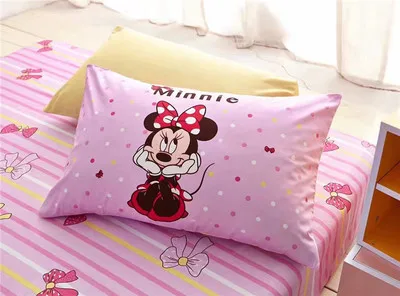 Наволочка из хлопка disney, 1 шт., домашний текстиль с изображением Красного Микки и Минни, Детские наволочки, 48x74 см, горячая распродажа, подарок