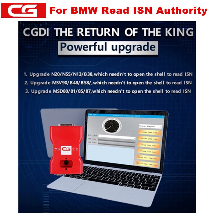 

CGDI Prog for BMW Upgrade MSV90/N20/N55/N13/B38/B48/B58/MSD80/MSD81/MSD85/MSD87 Read ISN No Need Opening