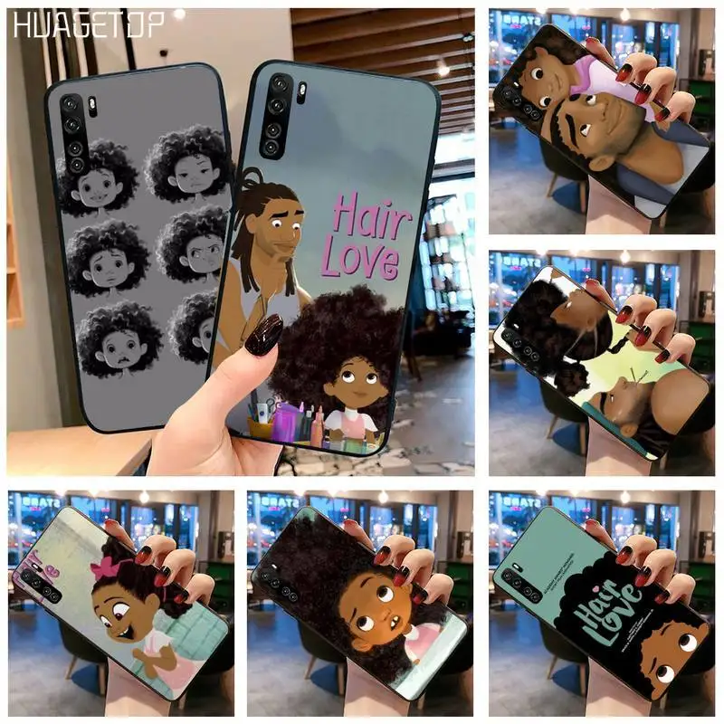 HUAGETOP анимация волос любовь черный чехол для телефона корпус Huawei P40 P30 P20 lite Pro Mate 30 20