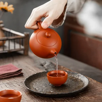 

Yixing authentic recommended pure manual dahongpao mud ball hole zhu xi shi pot teapot set tea service