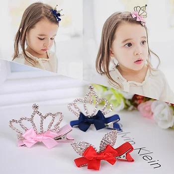 

Cute Girls Children Headdress Pearl Rhinestones Three - Dimensional Crown Hairpin Princess Shiny Crown Hair Clip Accessories