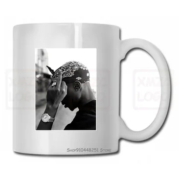 

2Pac Mug Cup Tupac Shakur Rap Hip Hop Tee Adult Black Tee New Women Men