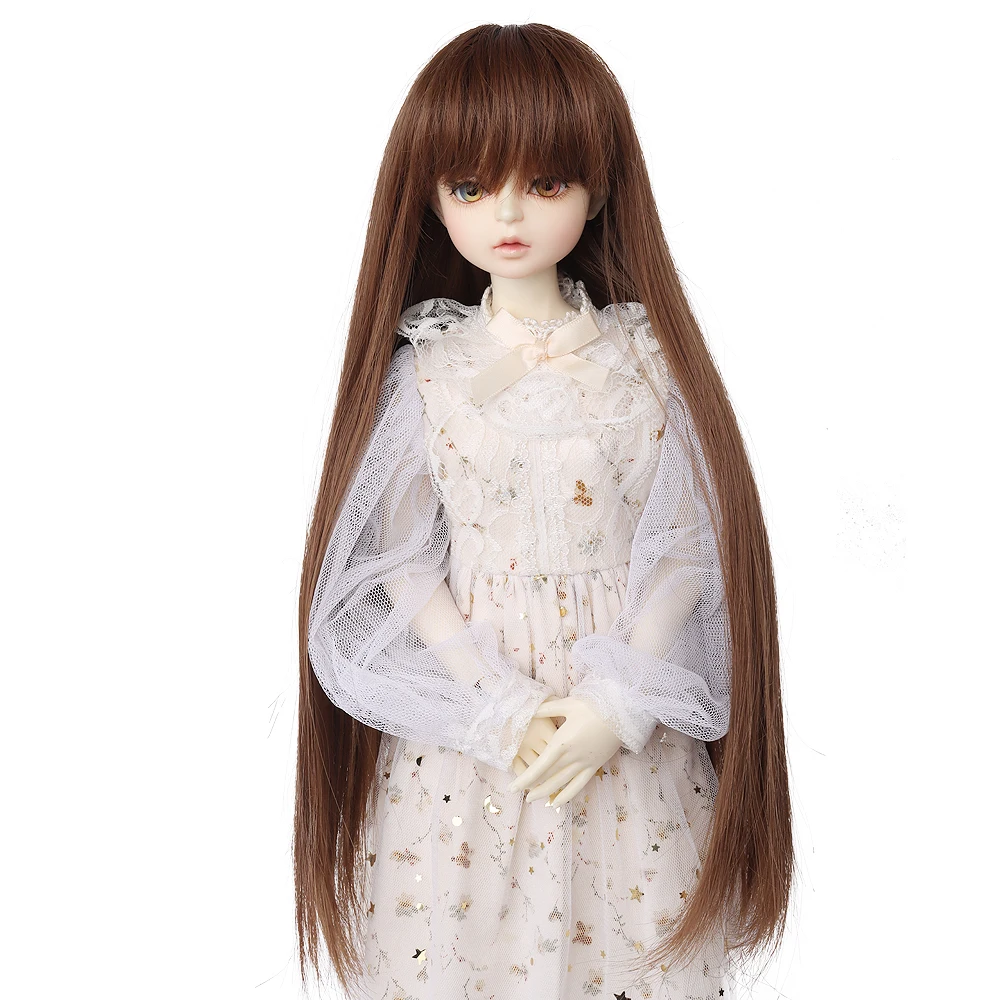 MUZIWIG Doll Accesoires DIY 1/3 1/4 1/6 BJD Doll Wigs Fairy Long Straight Bangs Hair High Temperature Fiber Wig For BJD Doll long water wave none lace ginger orange high temperature wigs for women afro cosplay party daily synthetic hair wigs with bangs