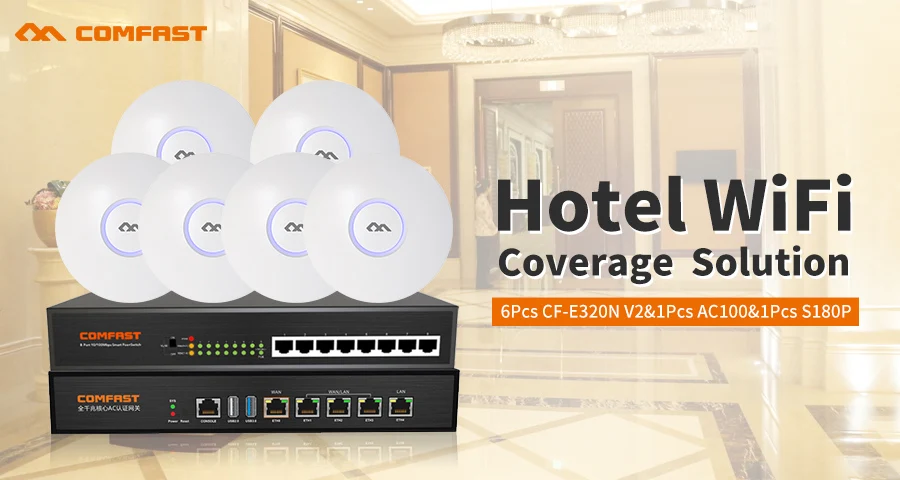 Для дома Wi-Fi крышка решение Comfast 4 шт. CF-E320 Крытый потолок точка доступа маршрутизатор+ 1 шт. 4 порта 48 в POE AC управление маршрутизатор