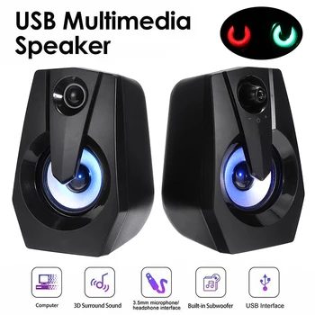 

Mayitr 2pc USB Wired Powered Multimedia Gaming Speaker Surround Sound Computer Speakers for Desktop PC Computers