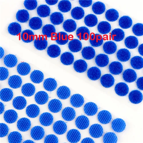 10mm blue 100pairs 100 пар 10/15 мм самоклеящаяся крепежная лента липучками наклейки "точки" крюк и петля Волшебная Стикеры нейлон липучками клей Boob лента - Цвет: 10mm blue 100pairs