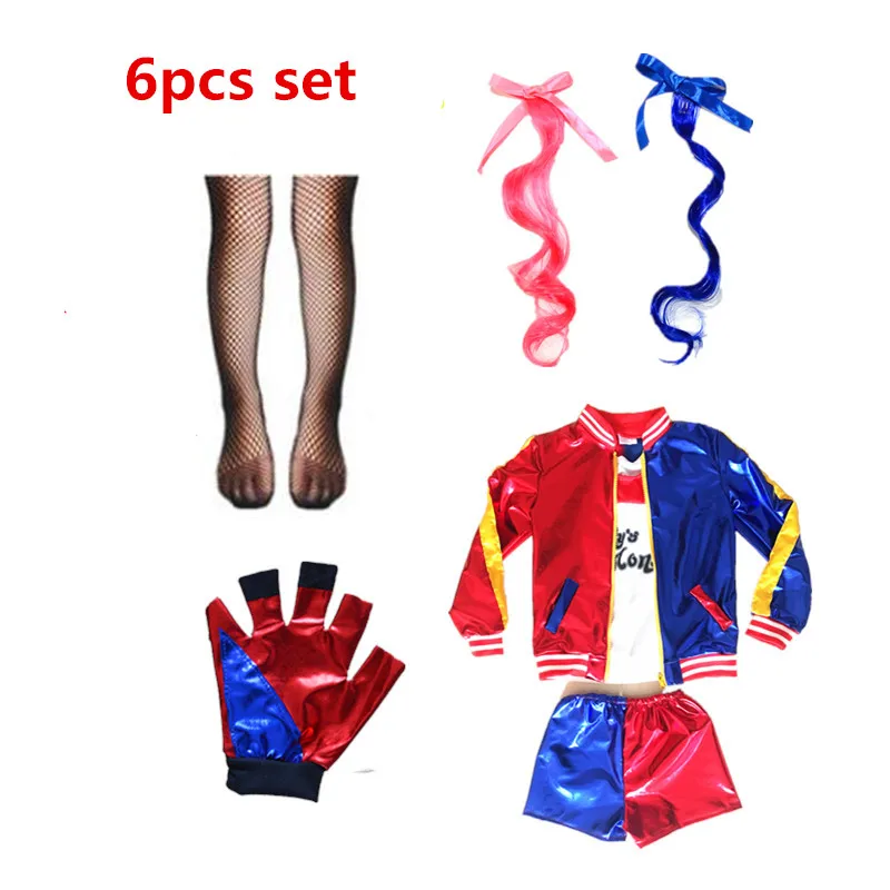 Carnival Kids Girls Suicide Harley Cosplay Costumes Squad Quinn Monster Joker Jacket Suit tattoo stickers cosplay costume