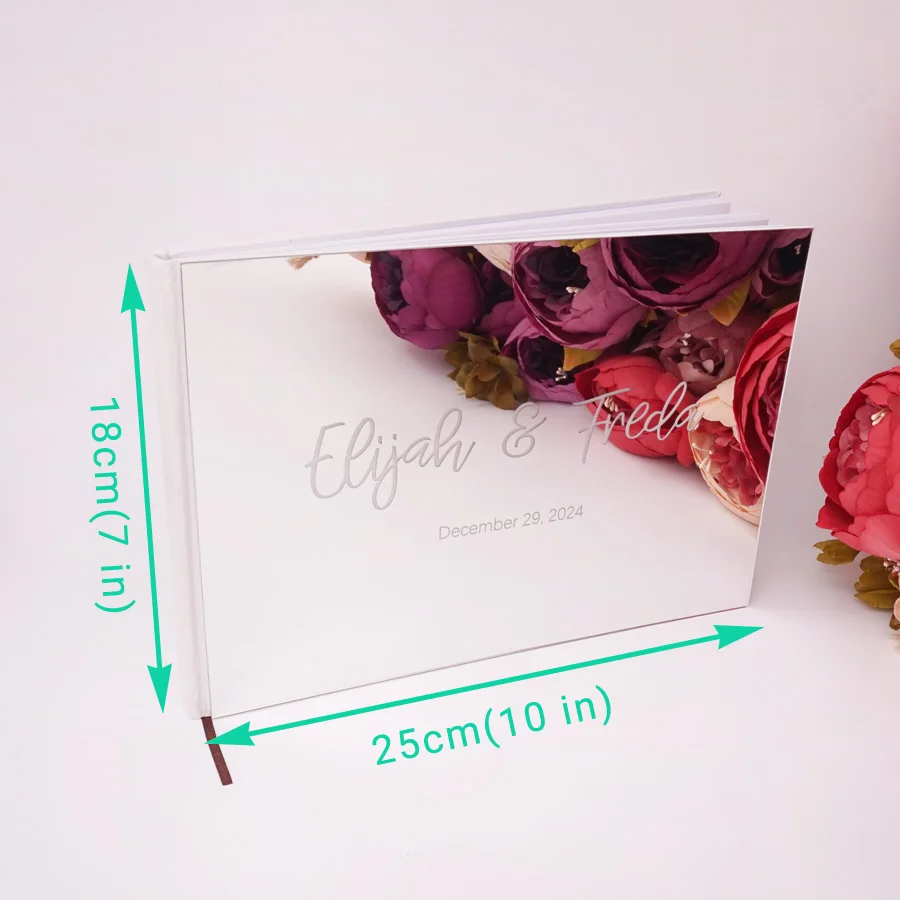 25*18 CM Personalized Guest Book Gold Silver Rose Gold Guestbook Wedding Journal Custom Names and Date Birthday Album wedding guest book