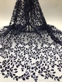 

African lace fabric 2020 high quality lace sequin embroidery tulle mesh fabric latest Nigeria lace fabric D4075