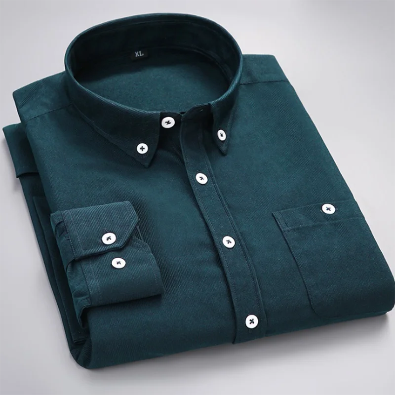 Вельветовая велюровая ткань Повседневная приталенная рубашка Camisa мужская с длинным рукавом Осенняя зимняя одежда яркие цвета дышащие рубашки ткань
