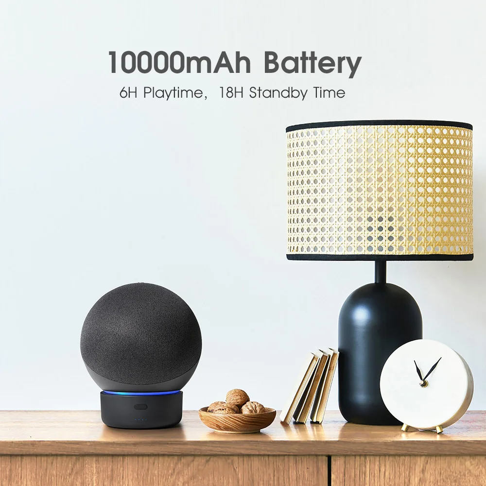 Base de Bateria Banco de Potência Portátil para Suporte e4 para Echo Ggmm Generation Novo Amazon Alexa Alto-falante 10000mah Echo4 4th - Image 2