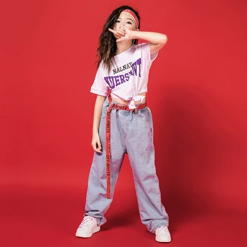 

New Jazz Dance Costume Girls Stage Clothes For Hiphop Dance Outfits Stage Costume Street Children Hip Hop Dance Clothes BL2154