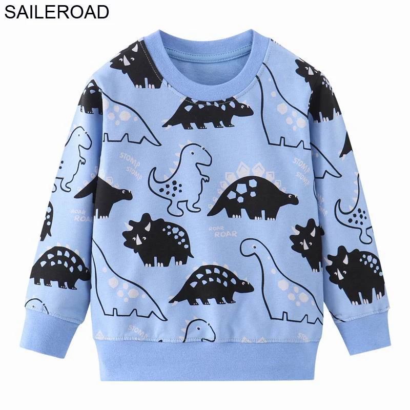 SAILEROAD Осенние детские кофты Dinosaur Toddler Kid Baby Girl Boy Одежда с длинным рукавом Мультфильм Печатные футболки Топы - Цвет: 9040 same picture