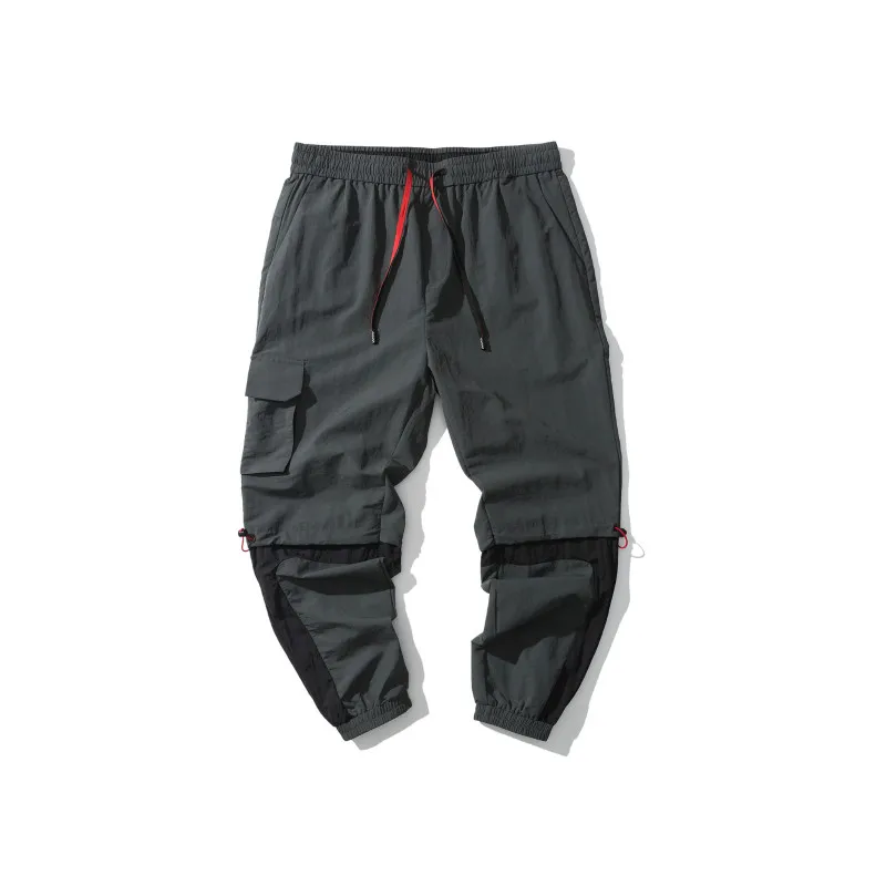 Dark Grey FAVOCENT, Мужская одежда, осенние спортивные штаны, Мужские штаны на шнурке с несколькими карманами для бега, серые, черные свободные повседневные брюки, M-3XL - Цвет: Dark Grey