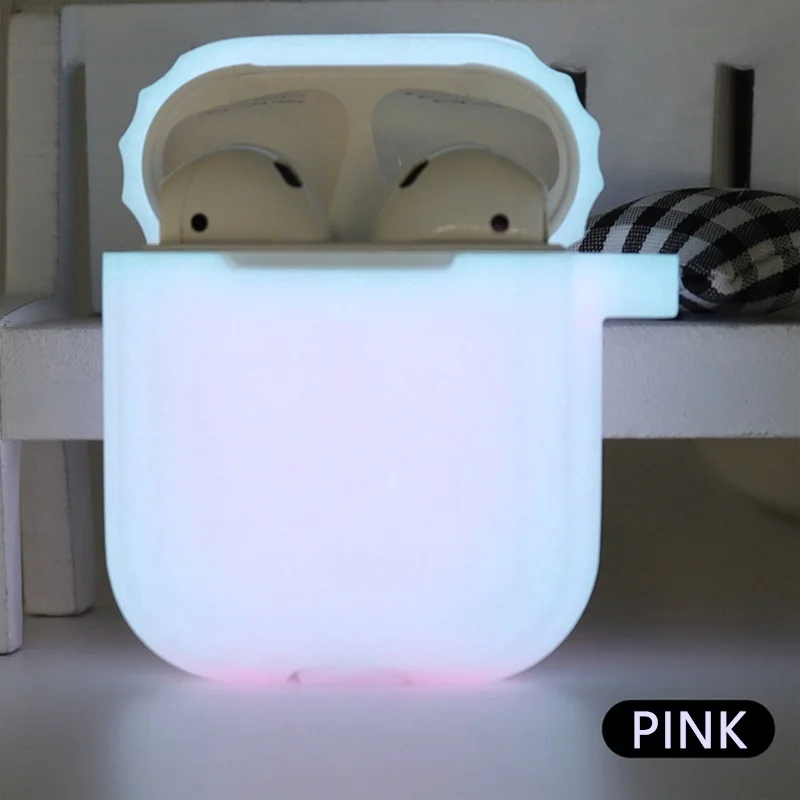 Coque For Airpods Чехол для наушников Airpods 2 1 защитный силиконовый чехол наушники Защитные чехлы для Air Pod светящиеся Fone De Ouvido Capinha - Цвет: Coque For Airpods