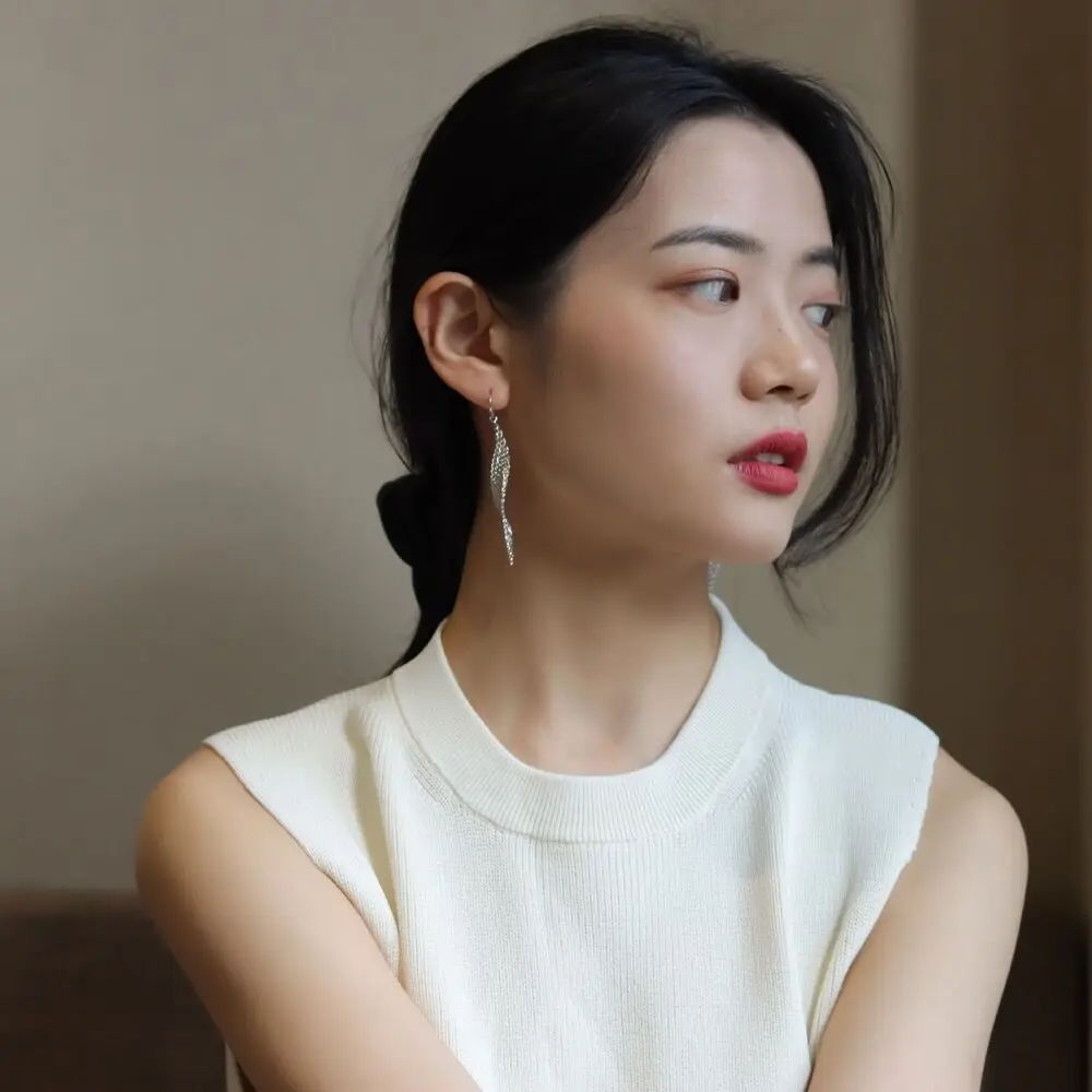 

Long Rhombus Wave Dangle Drop Earrings 18K Gold Plated Metal Net Statement Wedding Jewelry for Women