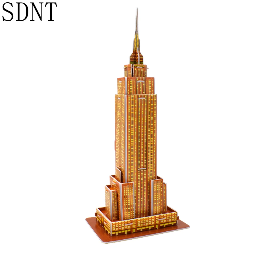 

3D Empire State Building Puzzle Model Kits Toys World Attractions Educational Handmade Assembling Puzzles Toy Home Decoration