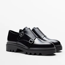 

Elmsk Shoes Women2021 Ins Fashion Blogger Retro Slip-On Flat Shoes Cowhide Loafers Women Marry Jane Fashion Genuine Leather