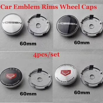 

4pcs/set 60mm Car Emblem Badge Covers For Vossen Logo label For bmw Audi Honda Toyota Jeep Volvo Nissan Car Rims Wheel Hub Caps