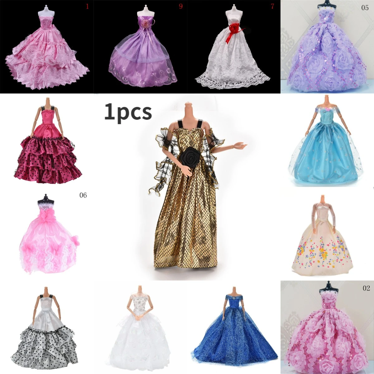 花柄のプリンセスドレス 色とりどりのエレガントな手作りのウェディングドレス 服 衣類 多層アクセサリー Dress For Barbie For Barbiebarbie Dresses For Dolls Aliexpress