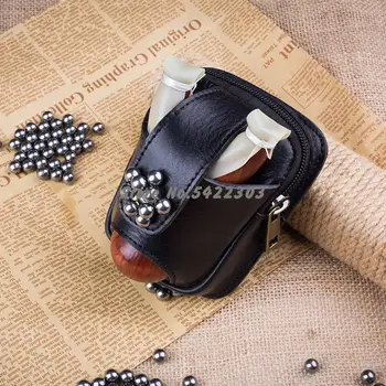 

Hunting Handmade Leather Steel Balls Bag Catapult Slingshot Outdoor Hunting Belt Leather Case Waist Bag