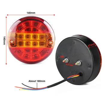 

1pc LED Tail Light 5.5" Round Red&Yellow For Car Truck Trailer DC 10V-30V Waterproof