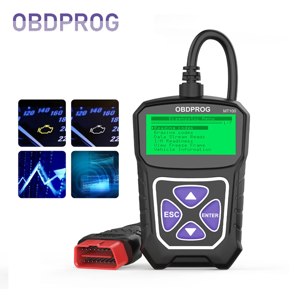 OBDPROG MT100 OBD2 Scanner Professional Auto EOBD Engine Analyzer Multi-Language Code Reader Car Diagnostic Tools | Автомобили и