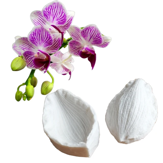 Pillangó Orchidea Minta Veiner Szilikon Penész Torta Fondant Penészek Sütemény Kiegészítők Díszítő Szerszám M2101