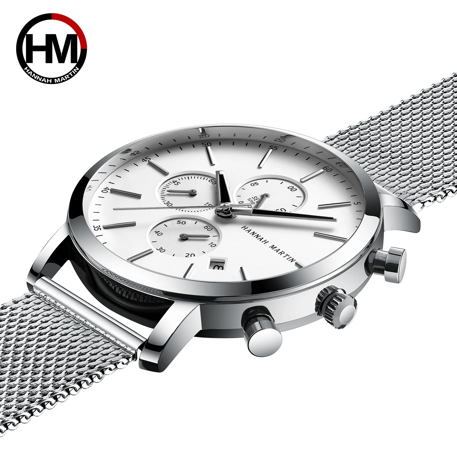 

Multi-functional Business Casual Calendar MEN'S Table Stainless Steel Milan Nice, Nizza Black Mesh Belt Waterproof Quartz Watch