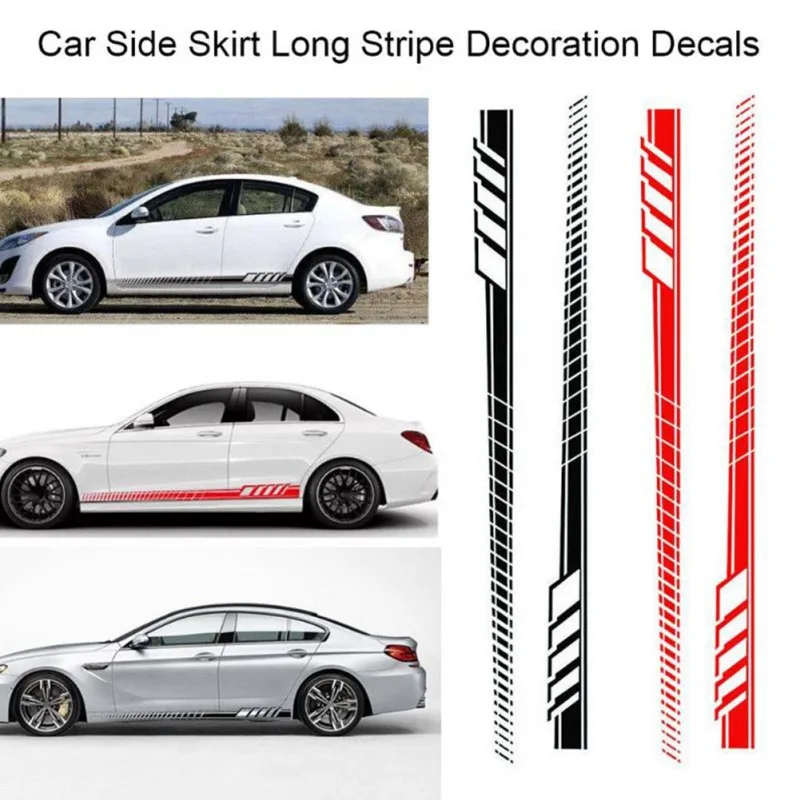 

2pcs 190*11.5CM Universal Racing Body Side Stripe Hood Sticker For All Car Vinyl Bumper Decals