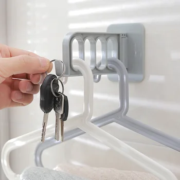 

YIGUISI TikTok Key Hook Household Clothes Hanger Wall Hanging Four-hole Hanger Storage Hook Shaking Magic Folding Space-saving