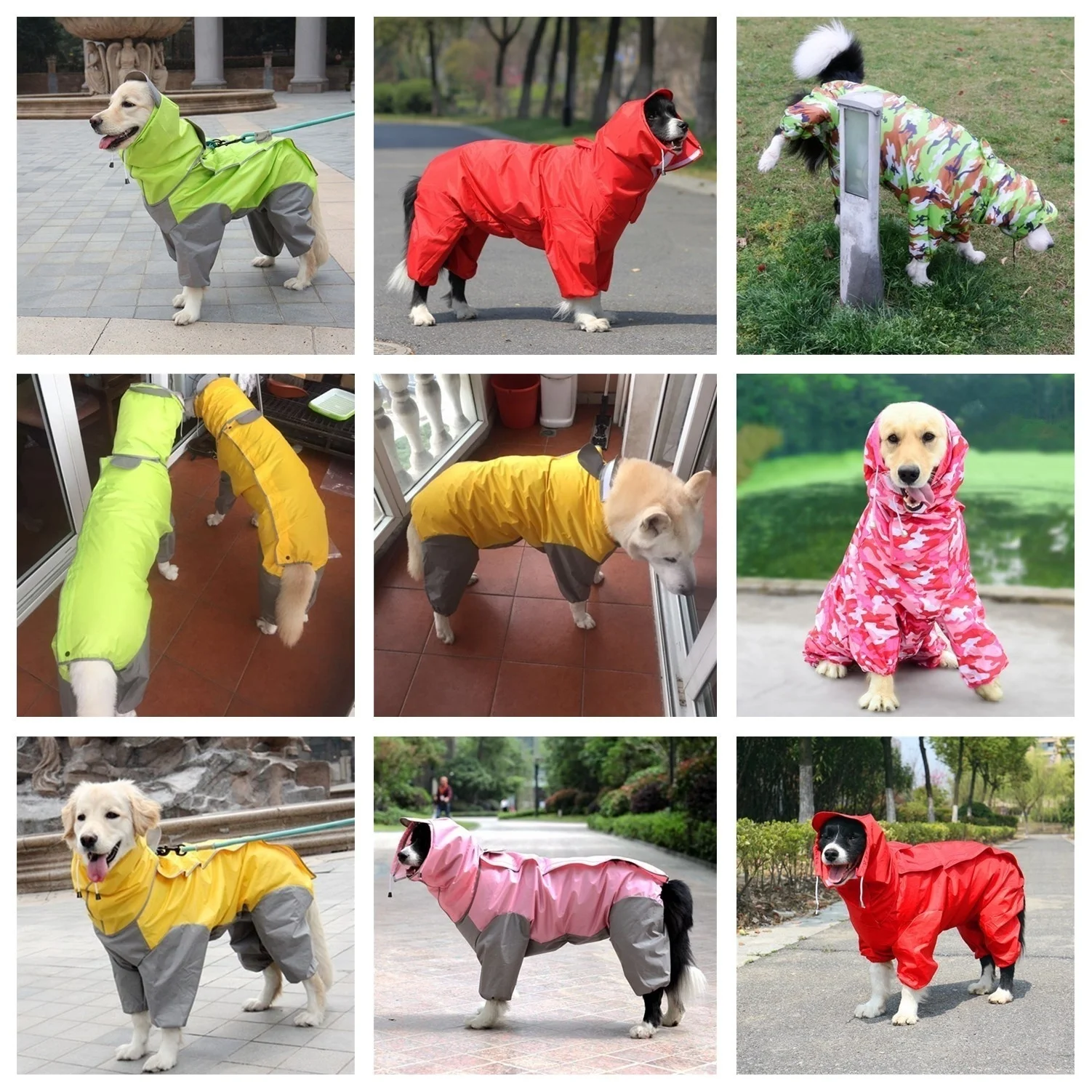 Комбинезон, дождевик для собак, водонепроницаемый комбинезон, одежда, большой маленький средний собака, Золотая куртка для ретривера, куртка с капюшоном, дождевик