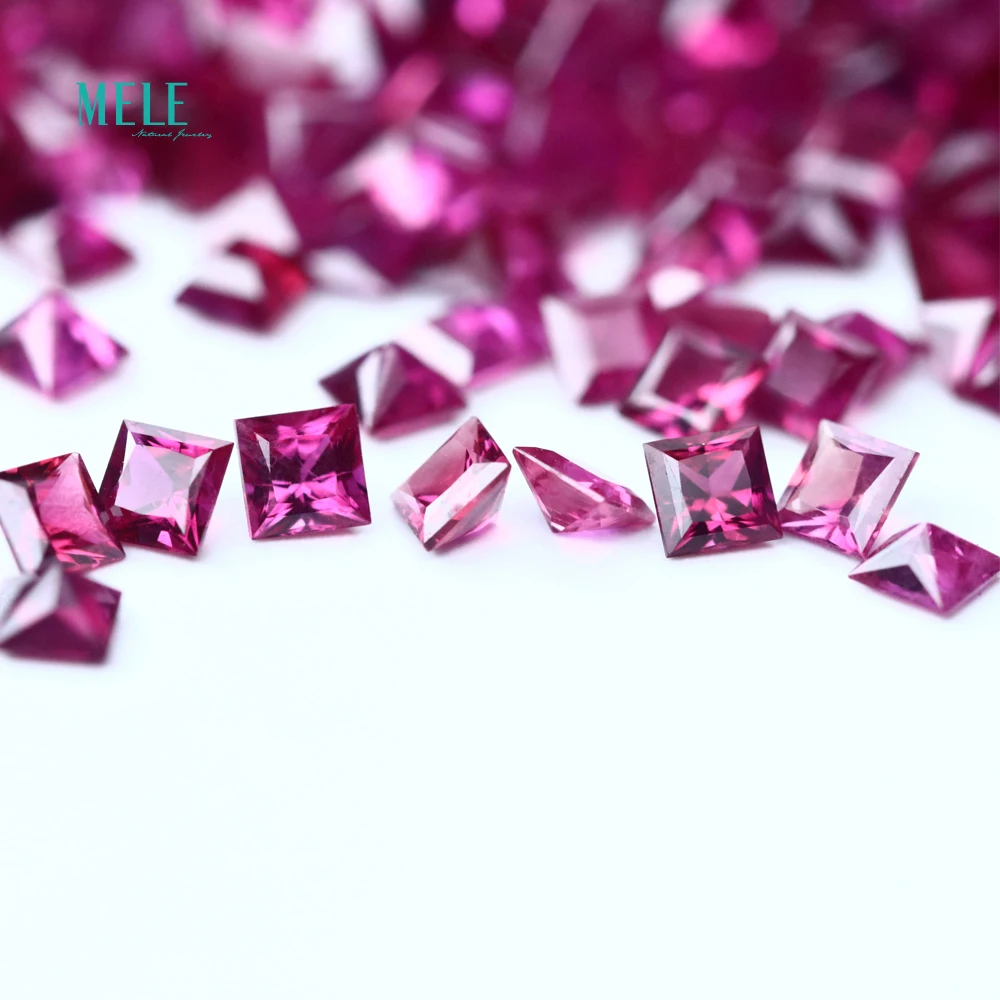 Natural Ruby 3mm square Princess Cut bare Stone gemstone Pendant ring high-end jewelry matching stone