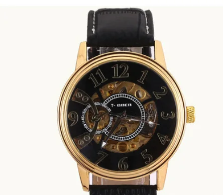 

Goer1 Fully Automatic Hollow out Trainspotter Analog Watch Korean-style Men Leather Strap Watch Gz0080