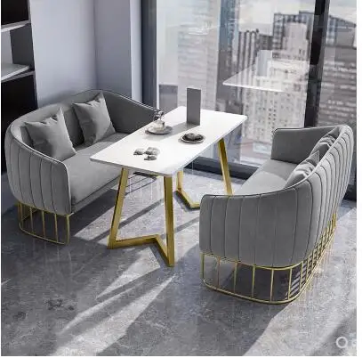 Tea shop booth sofa table and chair combination double simple net red dessert shop coffee western restaurant leisure
