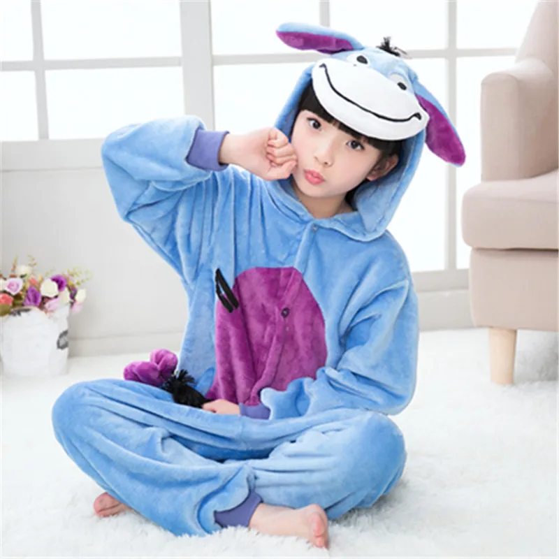 Kigurumi/Детские пижамы с единорогом для мальчиков и девочек; фланелевые детские рождественские пижамы с единорогом; зимняя одежда для сна с животными