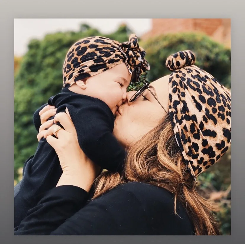 Hair-Accessories Turban Flower-Printed Infant Headwrap Leopard Matching Newborn Baby