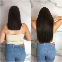 Extensiones de cabello humano liso, línea de pescado, alambre oculto Invisible, Rubio degradado, Remy dorado