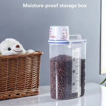 

Pet Food Storage Container Airtight Foods Bucket 2.5L Large Capacity Moisture-proof Storage Tank with Measuring Cup for Dog Cat