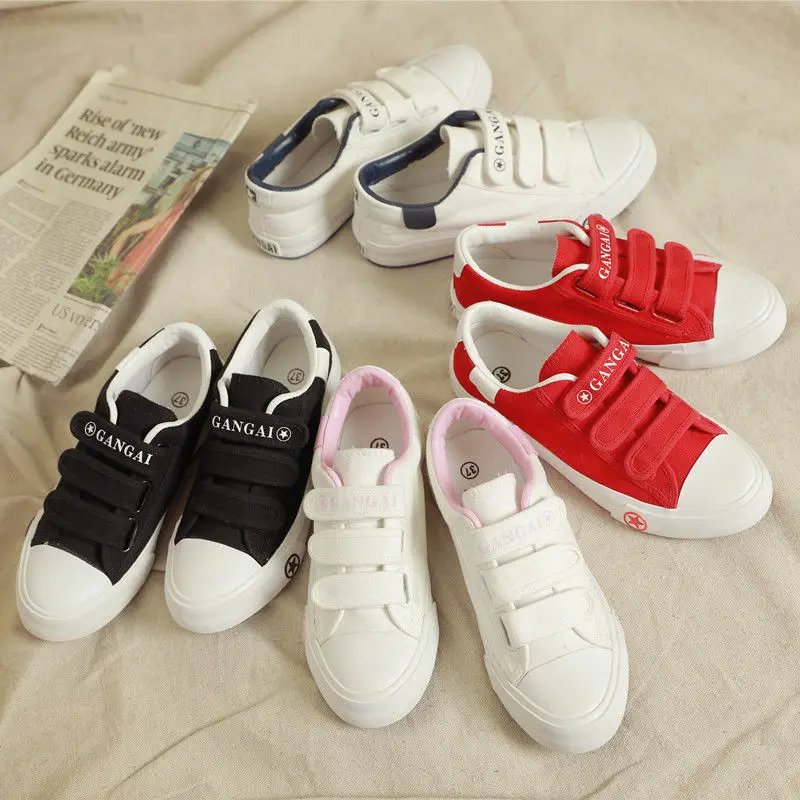 

2019 Spring Summer New Style Versatile Velcro Canvas Shoes WOMEN'S Shoes Korean-style Students Flat Casual Shoes White Children