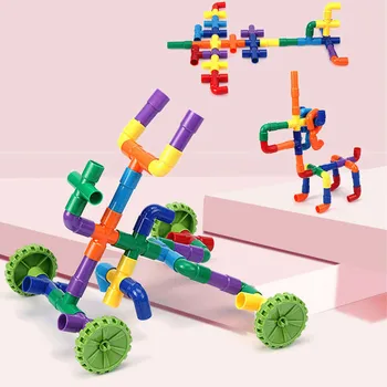 

50-110Pcs/set DIY Water Pipe Building Blocks Assembling Toy for Children Pipeline Tunnel Block Model Toys Compatible Blocks