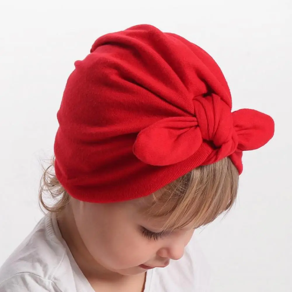 

Infant Baby Gifts 2020 Fashion Cute Baby Girl Hat Cute Baby Rabbit Ear Knot Thick Wool Velvet Set Head Cap Accesories